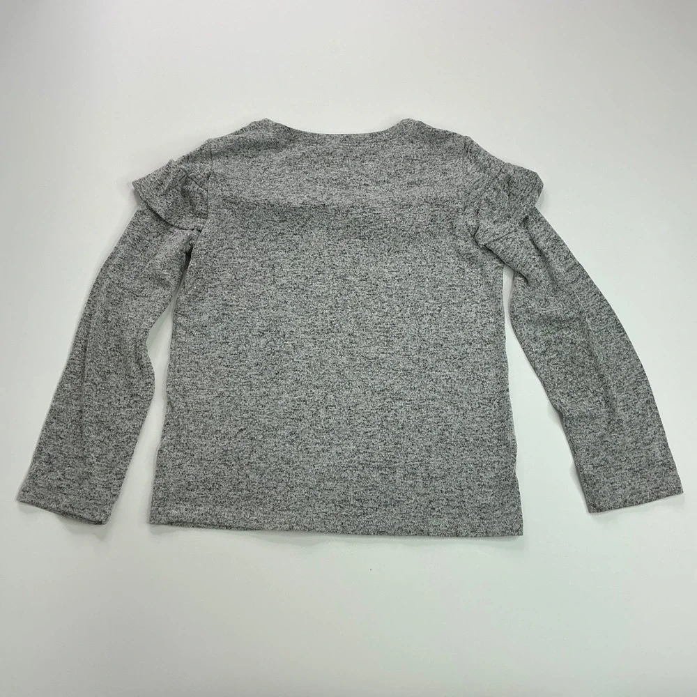 OshKosh Grey Knit Ruffle Top Kids Size 7 Long Sleeve Heathered GCL15234-AD-R